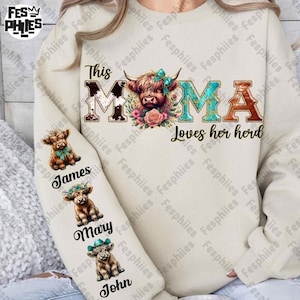 This Mama Loves Herd Png, Highland Cow Mom Design Png, Cowhide Mama Png, Mother&#39;s Day Png, Western Mama Png, Retro Mama Herd Png
