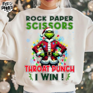 Personaggio verde natalizio Png, Divertente sasso, carta, forbici natalizio Png, Cappello di Babbo Natale Png, Ragazzo cattivo verde natalizio Png, Natale retrò Png