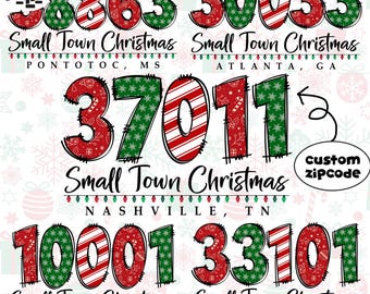 Custom Your Christmas City Name Png Bundle, Custom Small Town Christmas Zip Code Png Bundle, Merry Christmas Png, Christmas Shirt Design