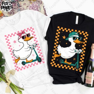 Silly Goose Boy Png, Scooter Boy and Girl Design Sublimation, Summer Boy Girl Goose PNG, Cute Boy Girl Summer PNG, Kids Summer Shirt Png
