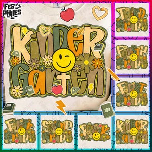 Retro Back To School Camouflage Png Bundle, First Day Of School Png, Kindergarten Dude, Pre K Png, Retro First/ Second/ Third Grade Design