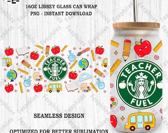 Lehrerkraftstoff 16 oz Glasdose Wrap Png, Zurück in der Schule Libbey Glasdose Png, Lehrerleben Png, Lehrer Kaffeeverpackung Png, digitale Datei