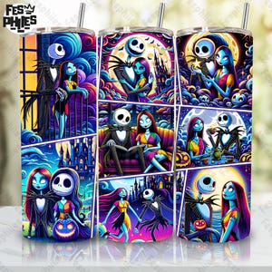 Halloween Cartoon Nightmare Tumbler Design PngNightmare Halloween 20oz Skinny Tumbler Png Design, Halloween 20oz Tumbler Png, Digital File