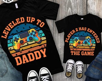 Op niveau gebracht tot papa png, retro videogames spelen, meedoen aan het spel png, vader en zoon png, fijne vaderdag, cadeau voor papa, nieuwe vader png