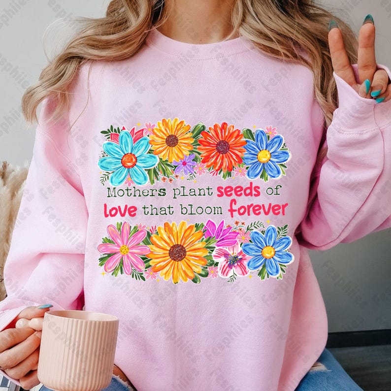 Retro Mama Quote png, She is Mom Png, Penseldrag Mama Png, Boho Floral Mama Png, Mom Png, Mors Dag Present Png, Blessed Mom PNG bild 2