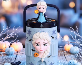 Snow Princess Can Holder STL 3MF, Spooky Halloween Can Cooler, 3D Printable Ice Princess Drink Holder File, Cute Halloween Party Accessory