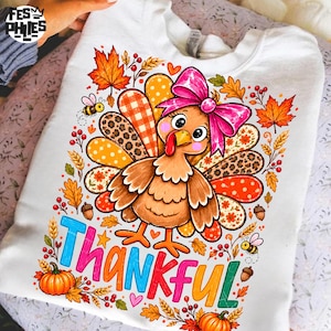 Coquette Thanksgiving PNG, Floral Turkey Design, Retro Fall Gingham Pumpkin Png, White Polka Dots, Leopard Bow Png, Autumn Sublimation