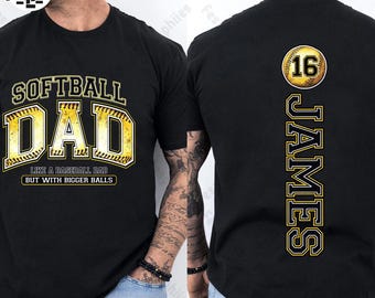 Customized Softball Dad Png, Father Daughter Gift Png, Custom Softball Kids Name And Number Png, Father's Day Gift Png, Funny Dad Shirt Png