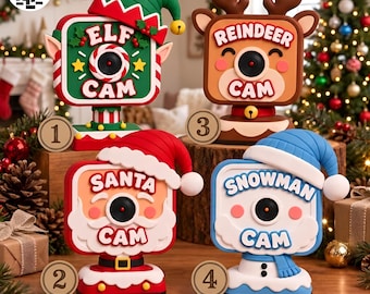 Funny Christmas Camera 3D Print File, Santa Elf Snowman Reindeer Cam STL 3MF, Cute Holiday Surveillance Decor, Festive Digital Download