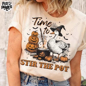 Funny Halloween Witch Png, Time To Stir The Pot Png, Funny Silly Goose Witch Retro Halloween Png Spooky Season Png, Vintage Goose Png