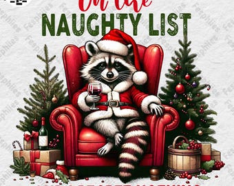 Funny Racoon Christmas Png, Cute But Feral Png Design, Christmas Racoon Png, Christmas Png Design, Retro Racoon Png, Merry Christmas