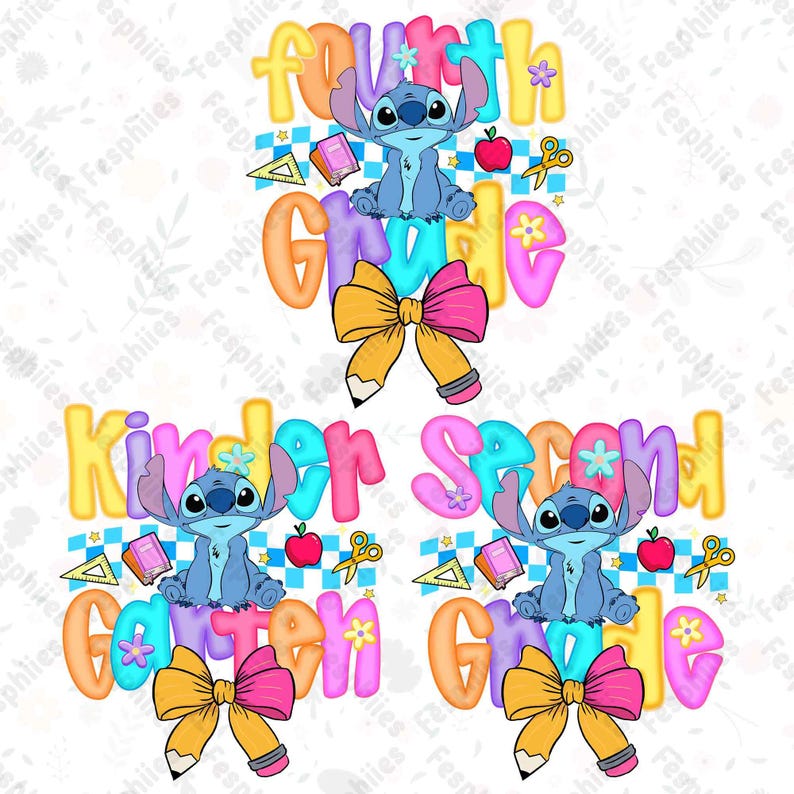 Preppy förskoleklass till 4:e klass, tecknad pastellrosett png, tecknad första skoldagens design, blå alien tillbaka till skolan png-paket, söt skola png bild 2