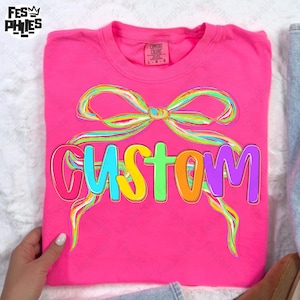 Custom Back to School PNG Neon Coquette, Hand Drawn,Colorful, Coquette Kindergarten Pre-K 1st 2nd 3rd 4th Grade Png, Girly Pink Bow