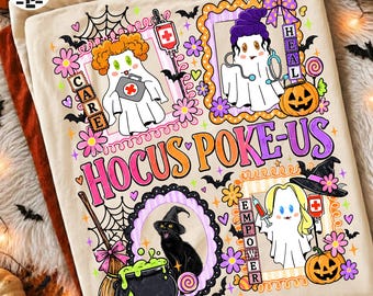 Medical Laboratory Halloween PNG, Hocus Poke Us Witch Graphic, Nurse Ghost Spooky Design, Healthcare Professional Shirt, Digital File