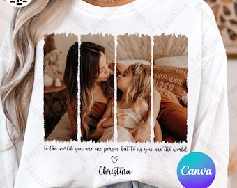 Anpassad Canva-mall för mors dag, personlig present till mamma, anpassat mammafoto png, present till mamma png, anpassat barnnamn med foto