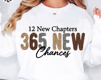 Faux Latch Hook Yarn New Year Shirt Design PNG, Trendy New Years New Chapters New Chances, Yarn Crochet New Year 2026 Png, Digital File