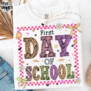 Retro First Day Of School Shirt Png, Back To School Png, Coquette First Day Of School Png, Retro Teacher PNG, Preppy Back To School Png