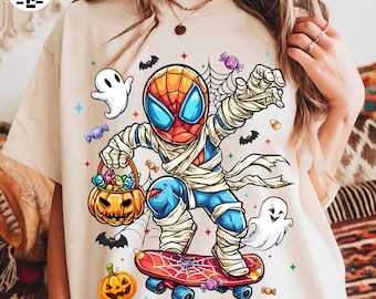 Halloween Superhero PNG, Spider Boy Halloween Png, Kids Trick or Treat PNG Design, Spooky Season PNG, Cute Halloween Sublimation Clipart