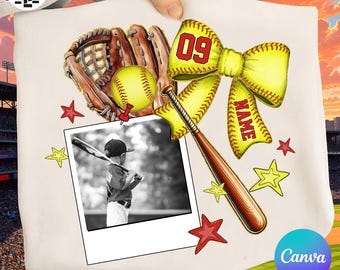 CUSTOM Canva Template Softball Photo Insert Png, Coquette Softball Png, Softball Canva PngTrending Png, Softball Mom Png, Digital Download