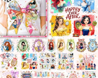 150+ Coquette Mirror Princess PNG Bundle, Family Trip Princess Watercolor Clipart Bundle, Cute Princess Watercolor PNG Digital Download