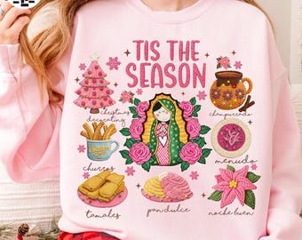 Pink Spanish Christmas PNG, Calories No Cuentan Holiday Art, Latch Hook Yarn Crochet Tis The Season,Mexican Christmas Chocolate Abuelita Png