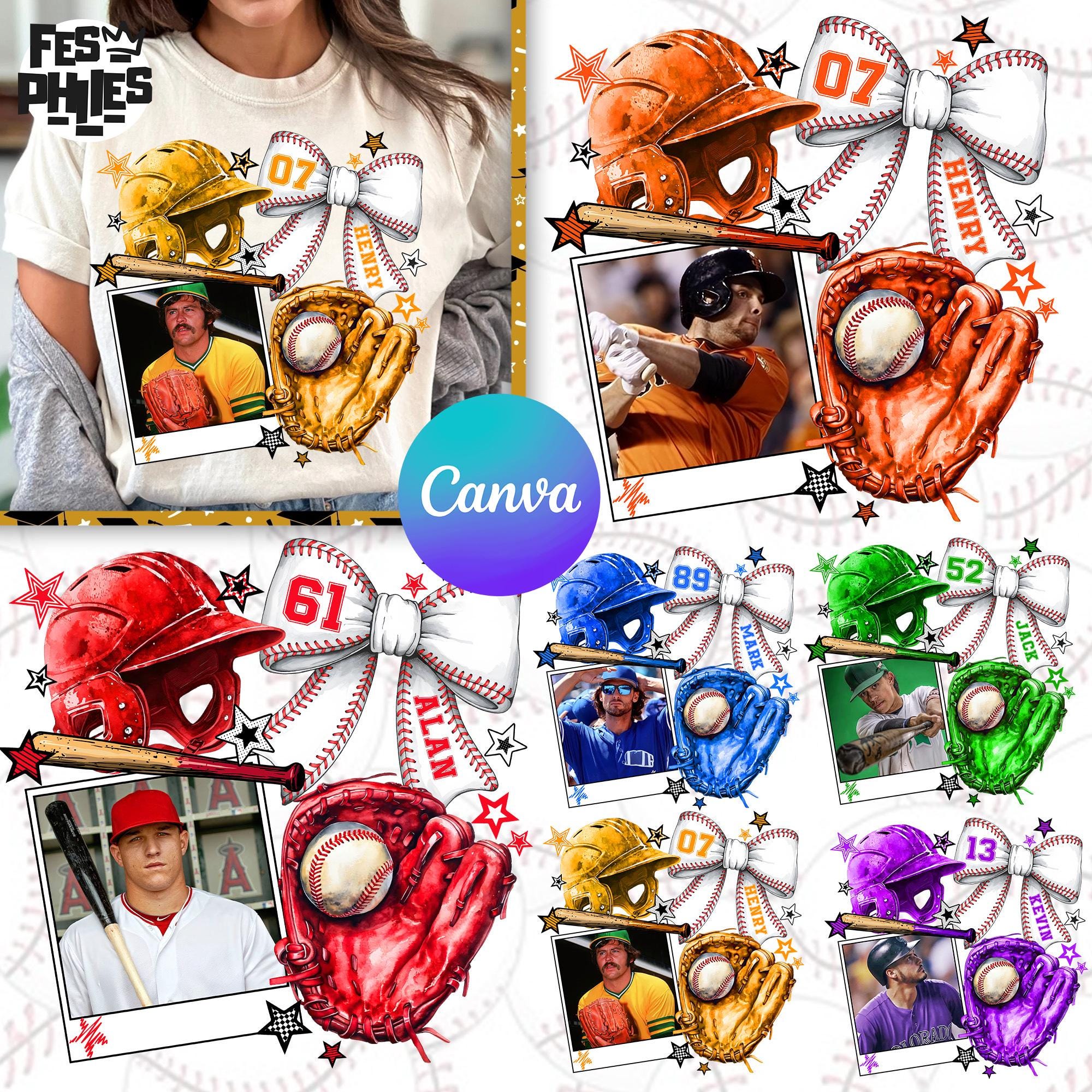 6 Custom Baseball Photo Insert PNG, Canva Baseball Template Bundle ...