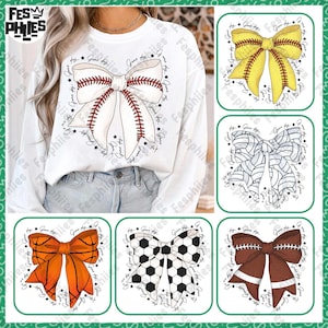 Coquette Bow Game Day Png, Sports Coquette Bow Png, Basketball Png, Softball Png, Baseball Png, Sports Bow Bundle Png, Bow Png, Digital File