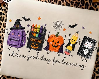 Teacher Sweater Weather PNG, Spooky Halloween Teacher Design, Pumpkin School Doodles PNG, Cute Halloween School Graphic, Teacher Shirt Png