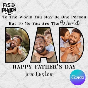 Customize Dad Pictures Canva Template, Canva Editable Diy, Happy Father’s Day Png, Gift For Dad Png, Custom Name Kid Png