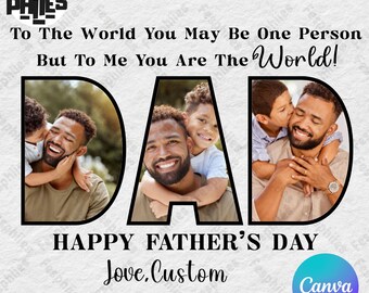 Customize Dad Pictures Canva Template, Canva Editable Diy, Happy Father’s Day Png, Gift For Dad Png, Custom Name Kid Png