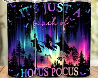 Halloween Witches 20oz Tumbler Wrap PNG, Neon Retro Witch Design, Bad Witches Vibes Skinny Tumbler, Spooky Season PNG, Digital Download