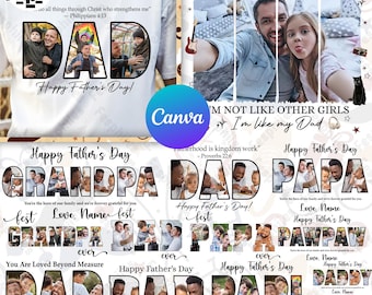 15+ Custom Father’s Day Canva Template Png, Personalized Gift For Dad Png, Christian Dad Png, Bible Verses, Custom Dad And Kids Photo Png
