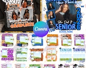 65+ Graduate 2026 Canva Editable Bundle, Bootleg Rap Tee Senior Templates, Class of 2026 Graduation Shirt Design Collection