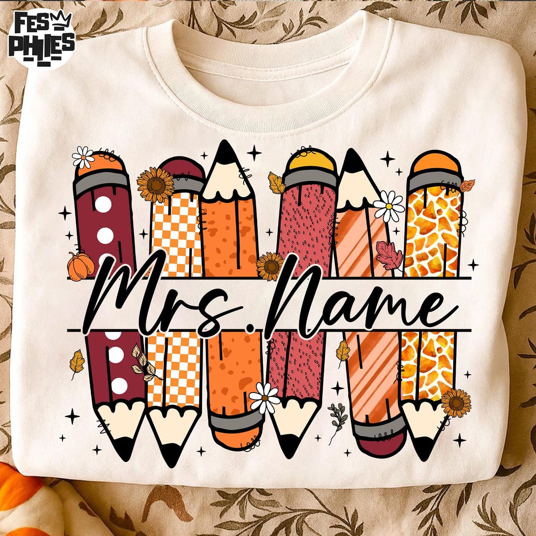 Personalized Teacher Fall PNG, Teach Love Inspire Autumn Design, Cozy ...