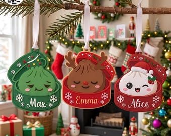 Dumpling Christmas Ornament STL, Personalized Name Cute Christmas Decor, Unique Holiday Gift, 3MF STL 3D Printable Ornament Digital File