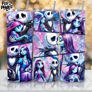 Halloween Cartoon Nightmare Tumbler Png, Nightmare Hallowee Para 20oz Skinny Tumbler Png Design, Halloween Friend 20oz Tumbler Png