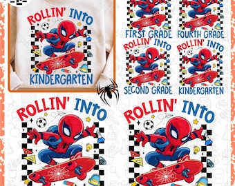 Rolling Into School Grade Bundle Png, Boy Cartoon Kid Shirt Png, First Day Of School Png, Cartoon Back To School Png, Preepy Grade Png