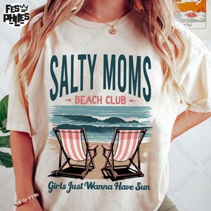 Retro Salty Moms Beach Club Png, Trendy Summer Vibes Png, Aesthetic Beach Shirt Design Png, Retro Beach Girl Png, Funny Sarcastic Mama Png