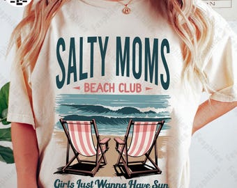 Retro Salty Moms Beach Club Png, Trendy Summer Vibes Png, Aesthetic Beach Shirt Design Png, Retro Beach Girl Png, Funny Sarcastic Mama Png