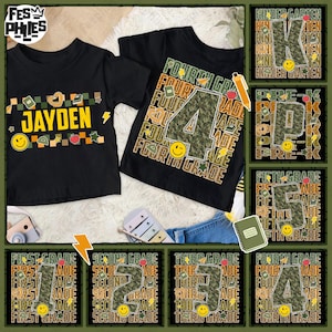 Custom Back To School Camouflage Png Bundle, Retro First/ Second/ Third Grade Design, Kindergarten Dude, Pre K Png, First Day Of School Png