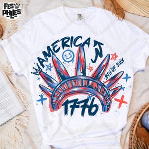 Brush Stroke Statue of Liberty Png, USA Png, America 4th July Png, Graffiti America Png, American Girl Shirt Design, Independence Day Png