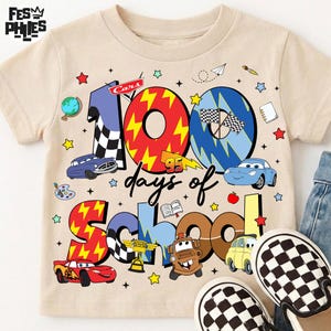 100 Days Of School Cartoon PNG, 100 Days Bruh PNG, Happy 100 Days Of School Design, Cartoon Car And Friends PNG, Kids Shirt Gift