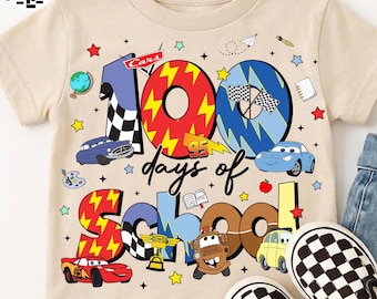 100 Days Of School Cartoon PNG, 100 Days Bruh PNG, Happy 100 Days Of School Design, Cartoon Car And Friends PNG, Kids Shirt Gift