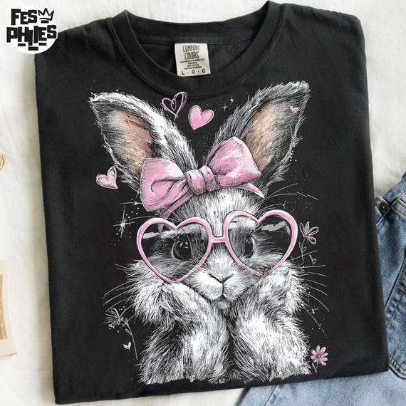 Preppy Easter Bunny PNG, Cute Bunny Ears PNG, Retro Cute Easter Bunny PNG, Halftone Coquette Easter, Spring Sublimation