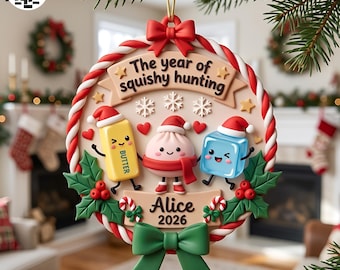 Custom Name Squishy Christmas Ornament, Personalized Cute Holiday Decor, Christmas Tree Decoration, STL 3MF 3D Print File Digital Download