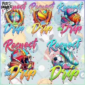 Respect The Drip Png Bundle, aseball Drip Png, Softball Mom Png, Baseball Mama Png, Retro Baseball Png, BFootball Png, Ice Cream Drip Png