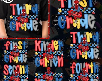 Superhero School Grade Bundle Png, Cartoon Kid Shirt Png, Superhero Back To School Png, Boy First Day Of School Png, Preepy Grade Png