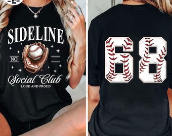 Custom Sideline Social Club Mom Png, Baseball Mom Shirt With Number Png, Baseball Game Day Shirt, Baseball Mama Shirt, Baseball Season Png
