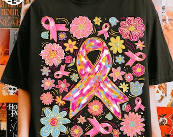 Coquette Breast Cancer Png, Boho Hippie Floral Breast Cancer Png, Pink Ribbon PNG, In October We Wear Pink PNG, Breast Cancer Awareness Png