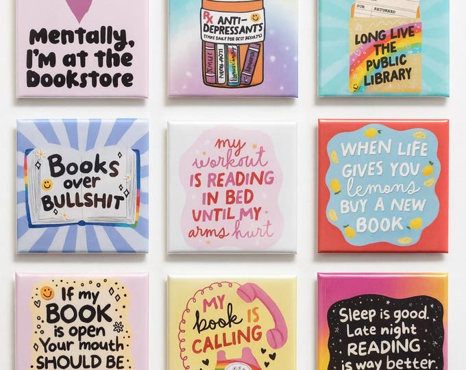 Book Lover Fridge Magnets | Public Local Library, Bookish, Nerd, Punk, Libby, Reading